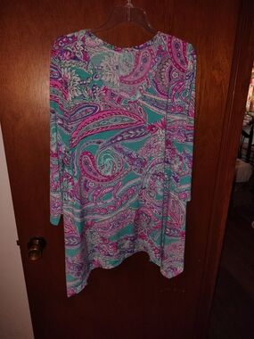 Vibrant Teal & Pink Paisley Tunic